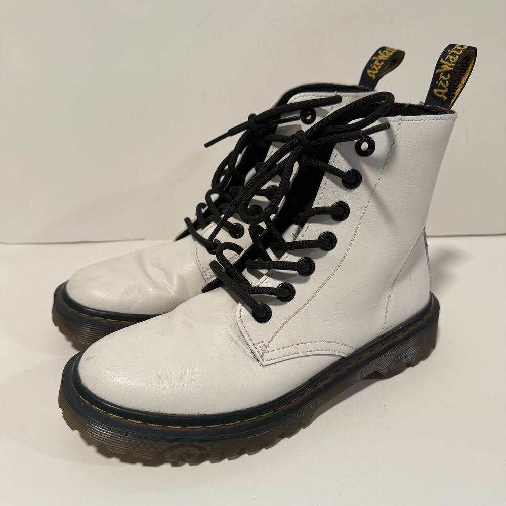 Dr. Martens Women's Luana Combat Boots Lace Up White Leather 7